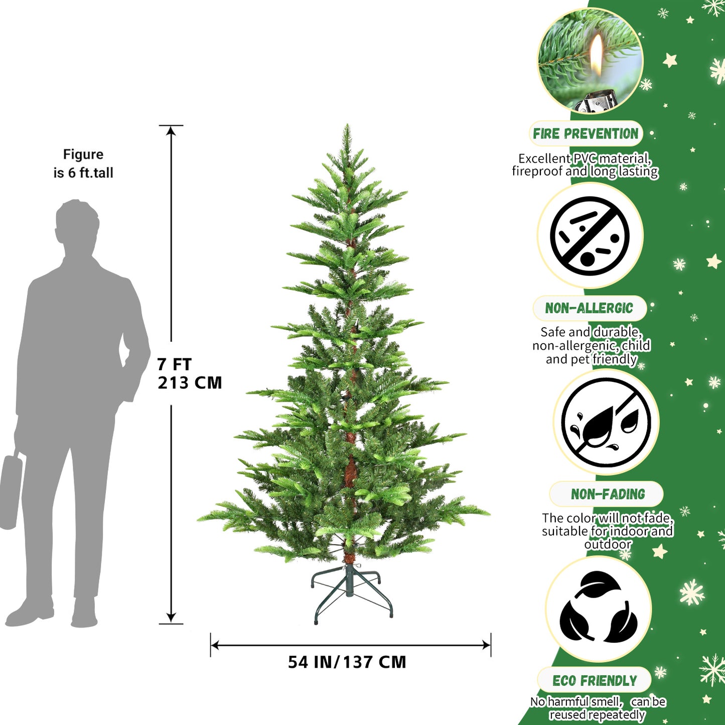 Bringstar 4ft/5ft/6ft/7ft Christmas Tree, Prelit Artificial Tree, 298 Lifelike PE&PVC Mixed Tips, 100 Lights
