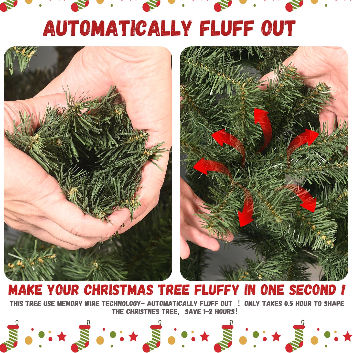 Bringstar Prelit Christmas Tree 5ft/6ft/7ft/8ft/9ft , Xmas Artificial Trees 551 Premium PVC Branches, 200 Lights
