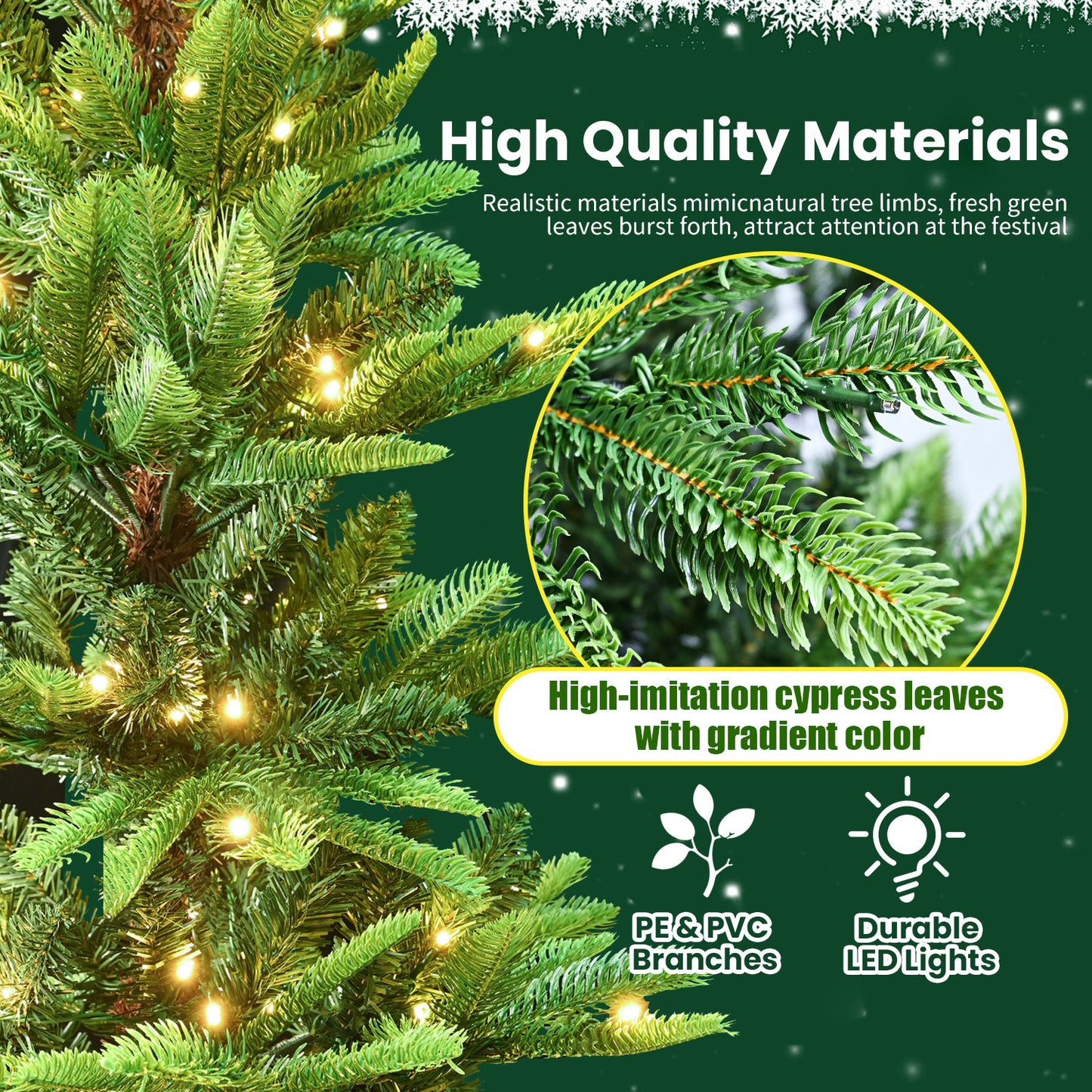 Bringstar 4ft/5ft/6ft/7ft Christmas Tree, Prelit Artificial Tree, 298 Lifelike PE&PVC Mixed Tips, 100 Lights