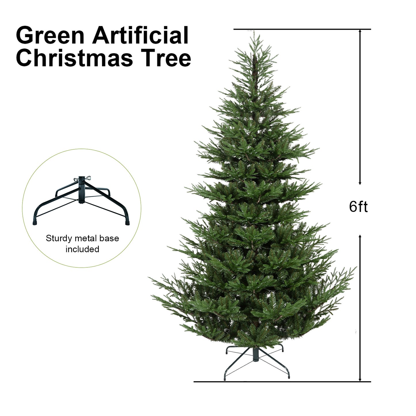 Bringstar 4.5ft/6ft/7.5ft/9ft Unlit Fir Christmas Tree w/1526 PE&PVC Mixed Branches, Artificial Xmas Tree Hinged