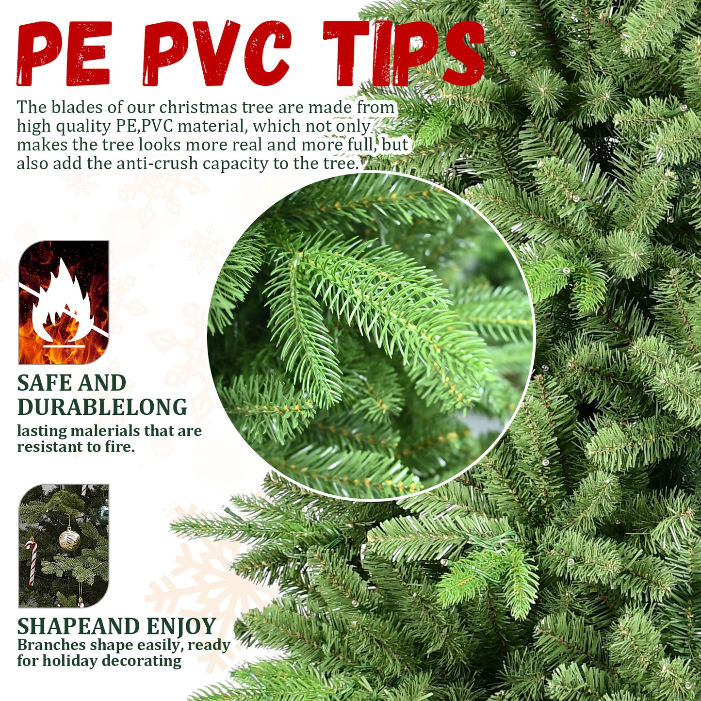 Bringstar 6ft Unlit Artificial Christmas Tree，Green Spruce Xmas Tree，Premium Memory Wire Hinged Xmas Tree with 1156 PE/PVC Realistic Branch Tips for Holiday