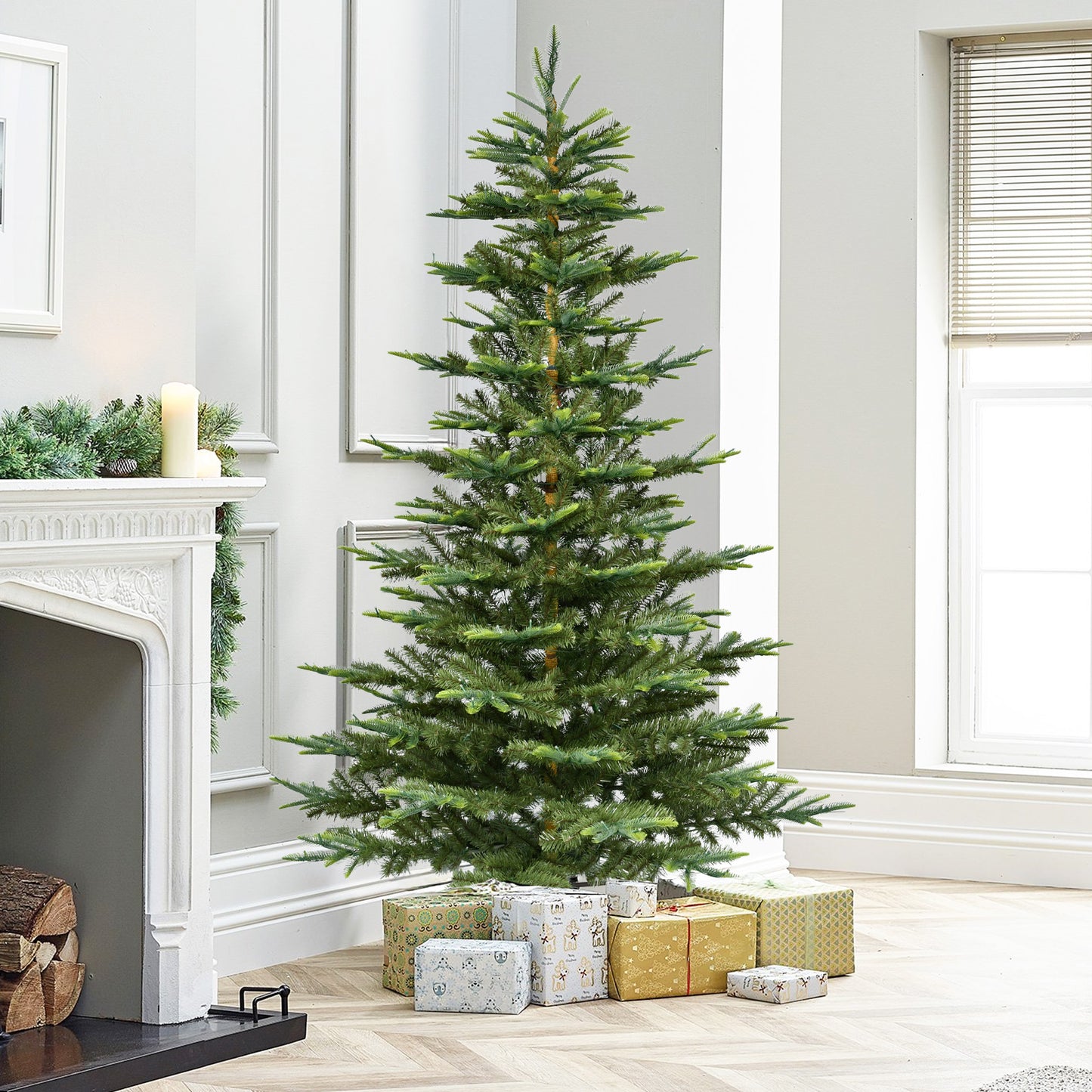 Bringstar 7 Ft Pre-Lit Artificial Christmas Tree, Premium Xmas Tree with 1158 Realistic PE & PVC Mixed Branch Tips, 500 LED Lights
