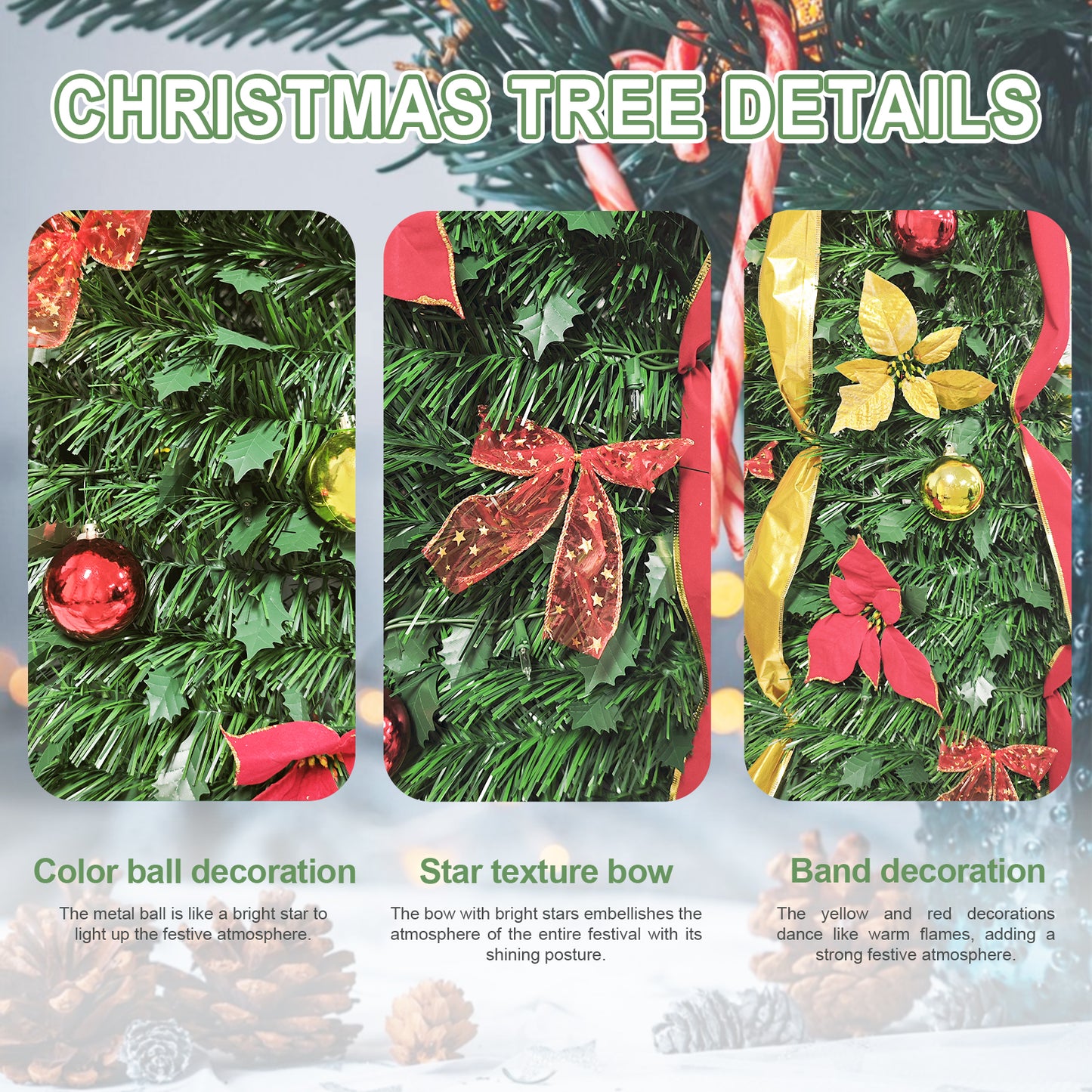 Bringstar Pop-up Christmas Tree Pre Decorated, Pull Up Xmas Tree 6/7.5FT