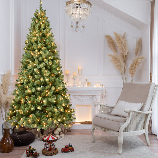 Bringstar Prelit Christmas Tree 5ft/6ft/7ft/8ft/9ft , Xmas Artificial Trees 551 Premium PVC Branches, 200 Lights