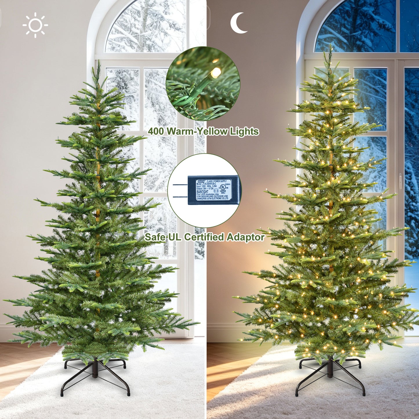 Bringstar 6Ft Prelit Christmas Tree, Premium Artificial Tree with 814 Realistic PE&PVC Mixed Tips, 400 Warm Lights