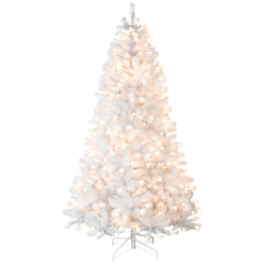 Bringstar 4.5ft/6ft/7.5ft/9ft  Pre-Lit White Christmas Tree, Hinged Artificial Xmas Tree/Premium PVC Branch Tips