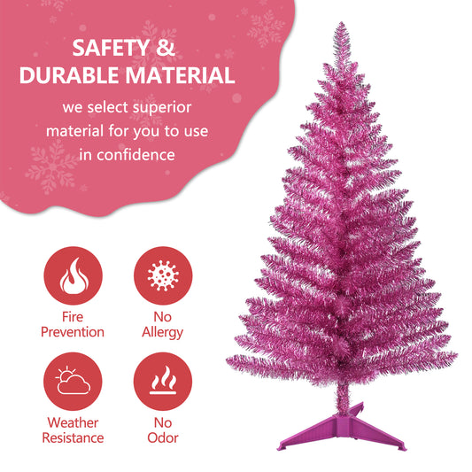 Bringstar 4FT Pink Small Mini Christmas Tree with Lights, Artificial Xmas Tree for Indoor & Outdoor