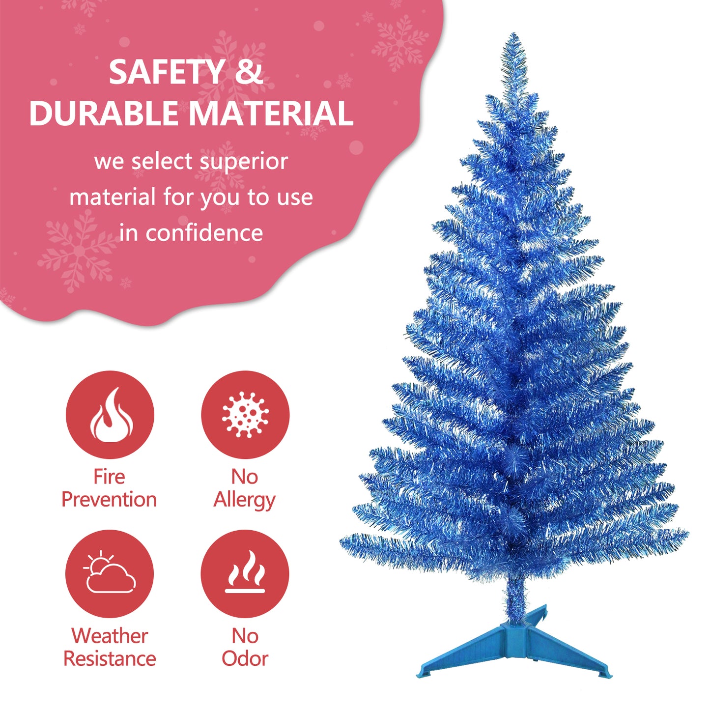 Bringstar 4FT Blue Small Christmas Tree with UL-listed Lights, Artificial Mini Xmas Tree for Holiday