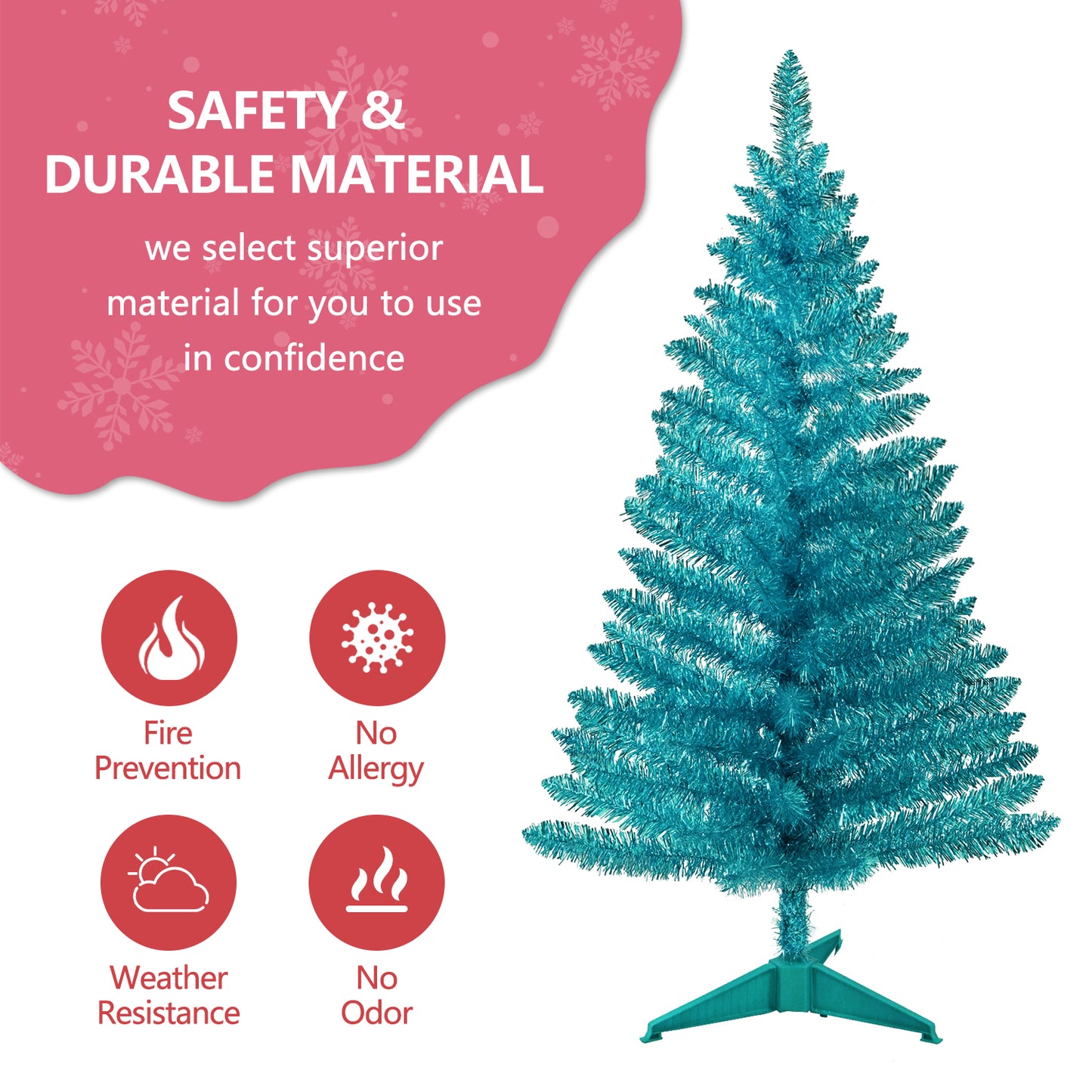 Bringstar 4FT Fake Christmas Tree with Lights, Green Artificial Xmas Pine Tree for Home Office