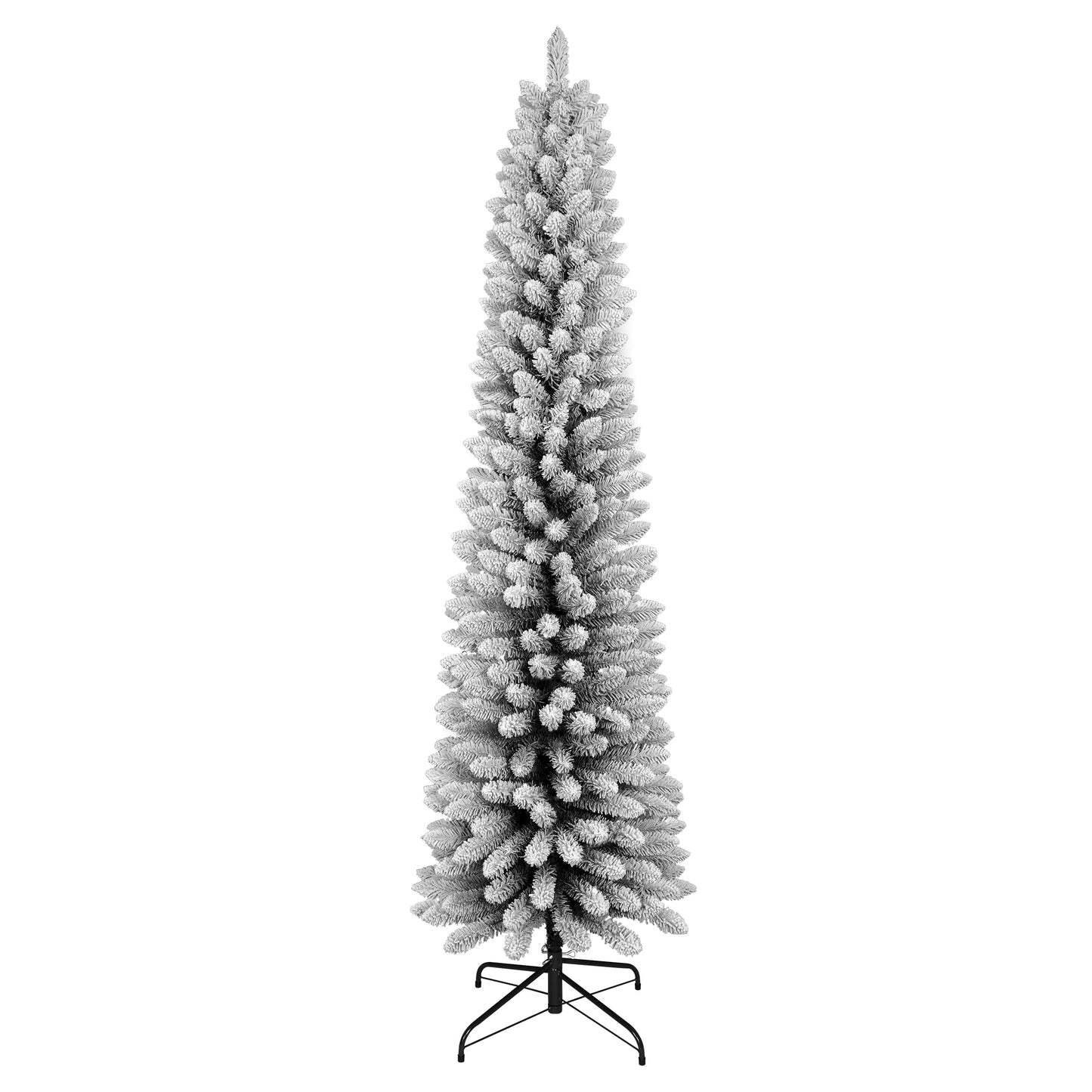 Bringstar  Pencil Christmas Tree Flocked, Unlit Artificial Slim Xmas Trees
