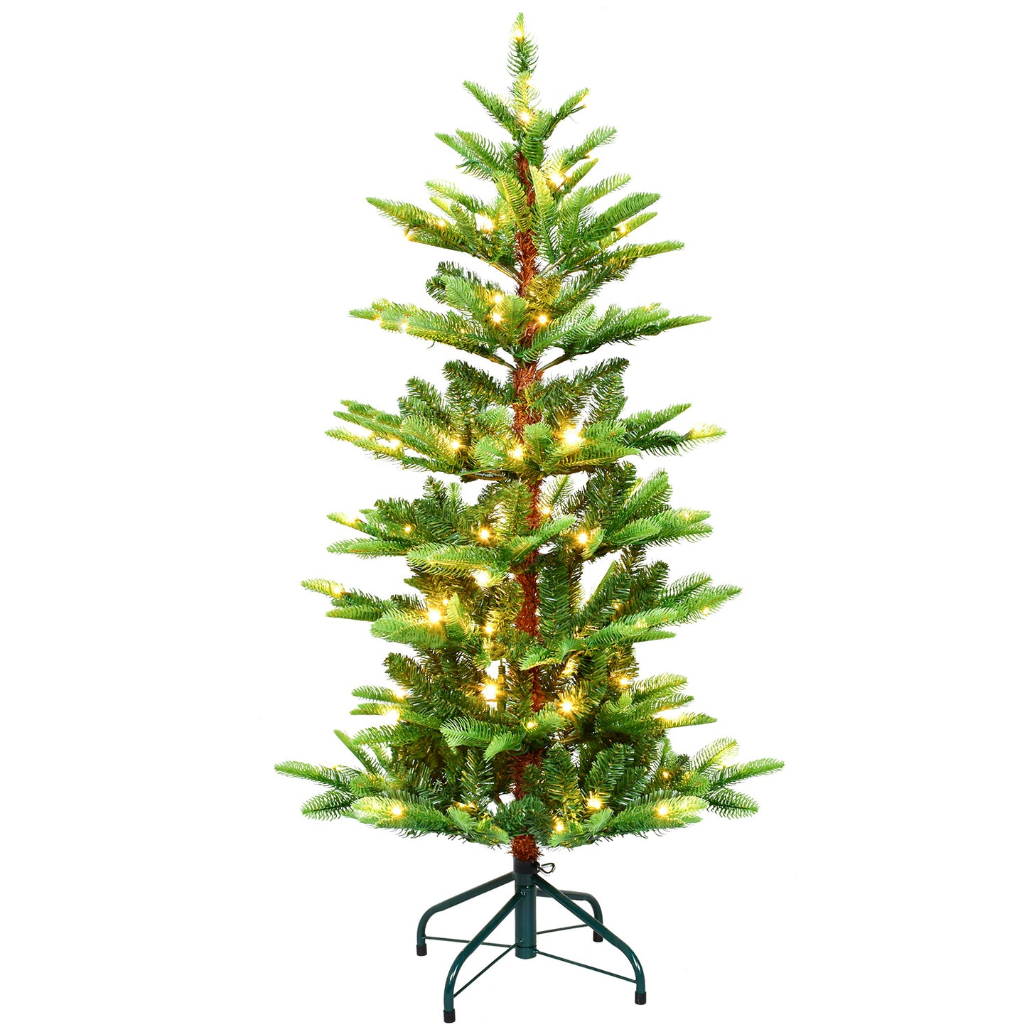 Bringstar 4ft/5ft/6ft/7ft Christmas Tree, Prelit Artificial Tree, 298 Lifelike PE&PVC Mixed Tips, 100 Lights