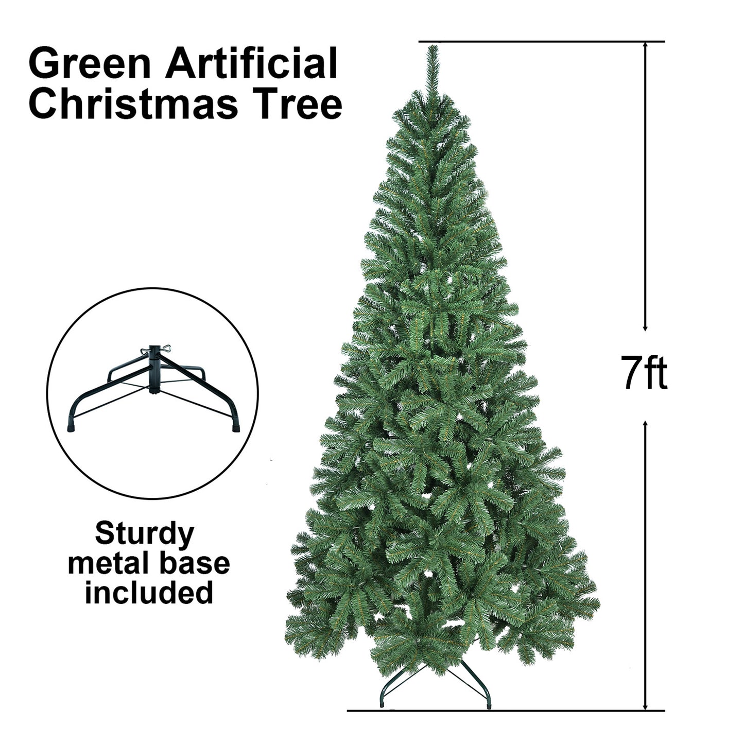 Bringstar 5ft/6ft/7ft/8ft Unlit Artificial Christmas Tree, Green Xmas Tree with 308 Tips and Folding Metal Stand, for Indoor Holiday Decoration