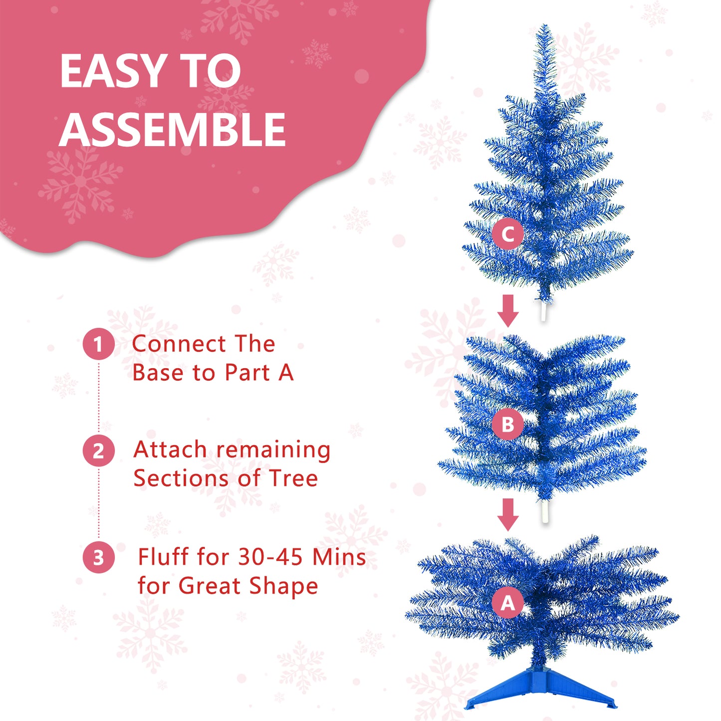 Bringstar 4FT Blue Small Christmas Tree with UL-listed Lights, Artificial Mini Xmas Tree for Holiday