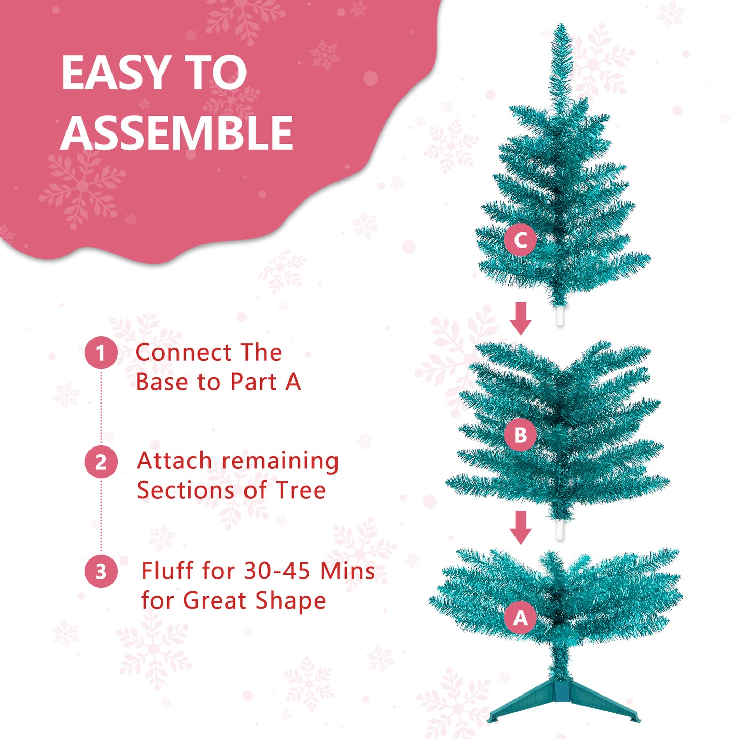 Bringstar 4FT Fake Christmas Tree with Lights, Green Artificial Xmas Pine Tree for Home Office