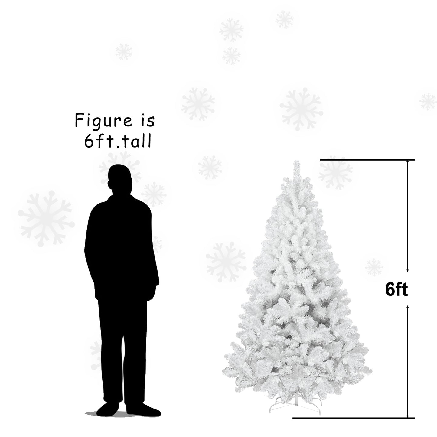 Bringstar 4.5ft/6ft/7.5ft/9ft  Pre-Lit White Christmas Tree, Hinged Artificial Xmas Tree/Premium PVC Branch Tips