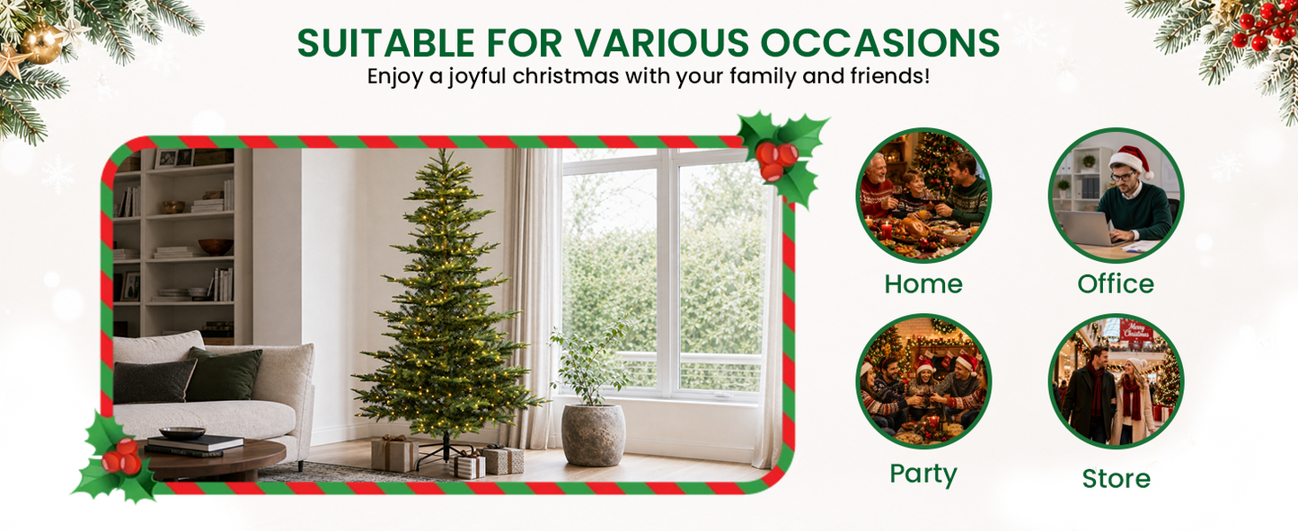 Bringstar 6Ft Prelit Christmas Tree, Premium Artificial Tree with 814 Realistic PE&PVC Mixed Tips, 400 Warm Lights