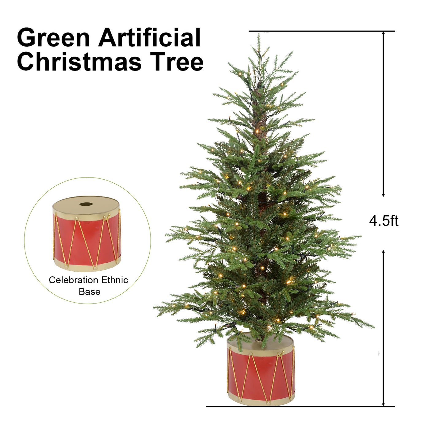 Bringstar 4.5ft/6ft/7.5ft/9ft  Unlit Fir Christmas Tree w/1526 PE&PVC Mixed Branches, Artificial Xmas Tree Hinged