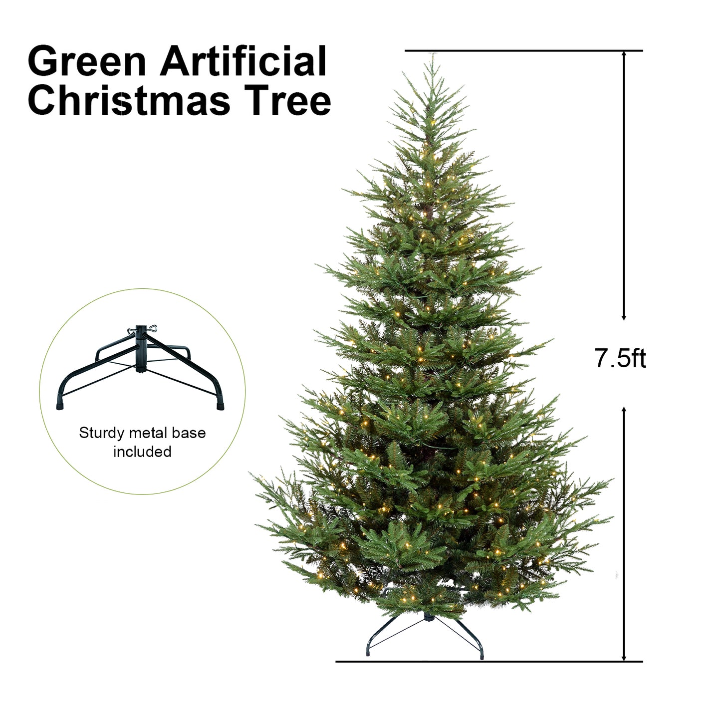 Bringstar 4.5ft/6ft/7.5ft/9ft  Unlit Fir Christmas Tree w/1526 PE&PVC Mixed Branches, Artificial Xmas Tree Hinged
