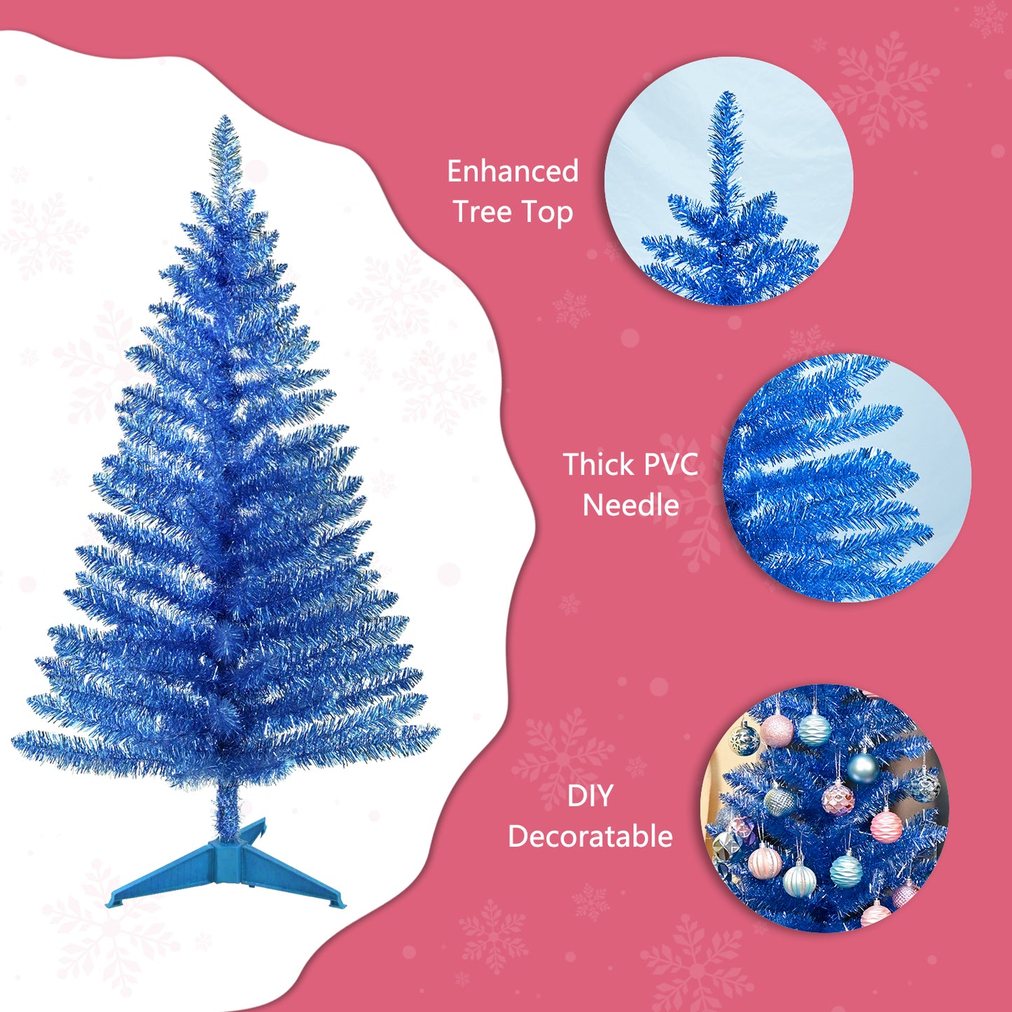Bringstar 4FT Blue Small Christmas Tree with UL-listed Lights, Artificial Mini Xmas Tree for Holiday