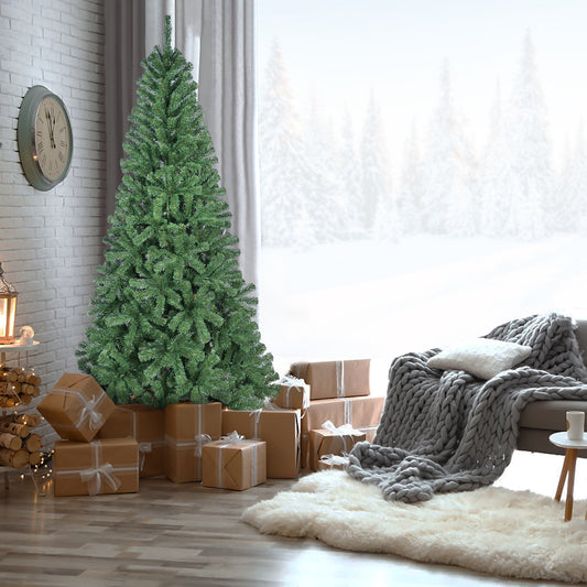 Bringstar 5ft/6ft/7ft/8ft Unlit Artificial Christmas Tree, Green Xmas Tree with 308 Tips and Folding Metal Stand, for Indoor Holiday Decoration