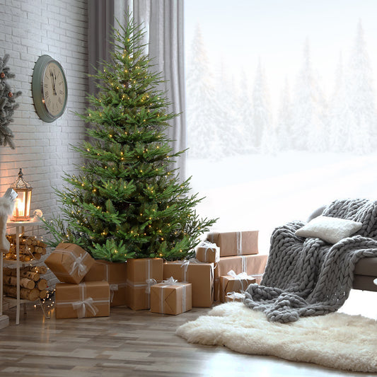 Bringstar 4.5ft/6ft/7.5ft/9ft  Unlit Fir Christmas Tree w/1526 PE&PVC Mixed Branches, Artificial Xmas Tree Hinged