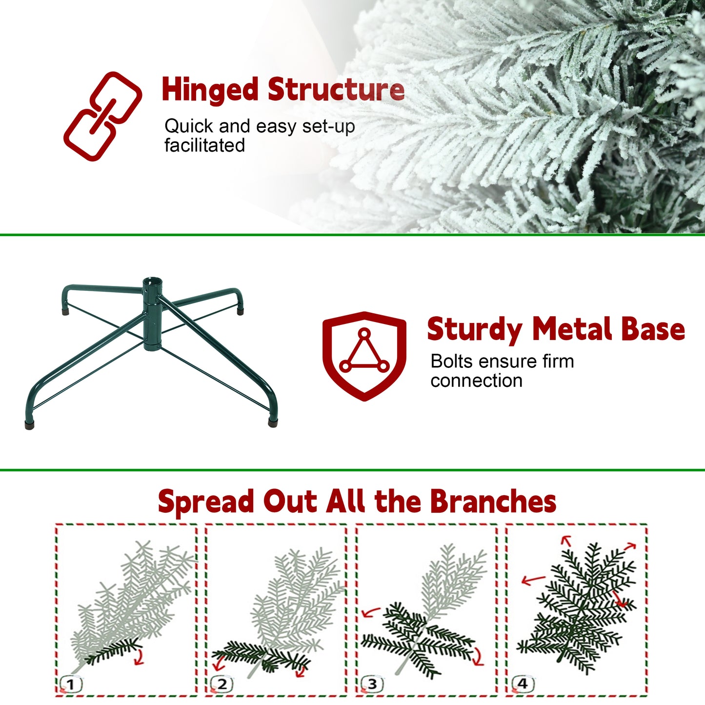 Bringstar  Pencil Christmas Tree Flocked, Unlit Artificial Slim Xmas Trees