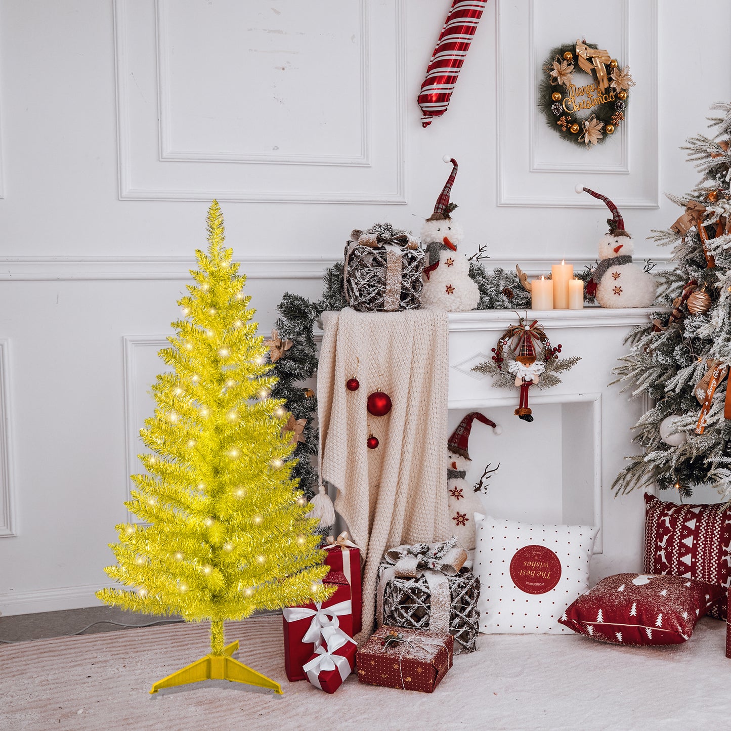 Small Gold Christmas Tree 4FT with UL-listed Lights, Bringstar Artificial Mini Xmas Tree for Bars, Parties
