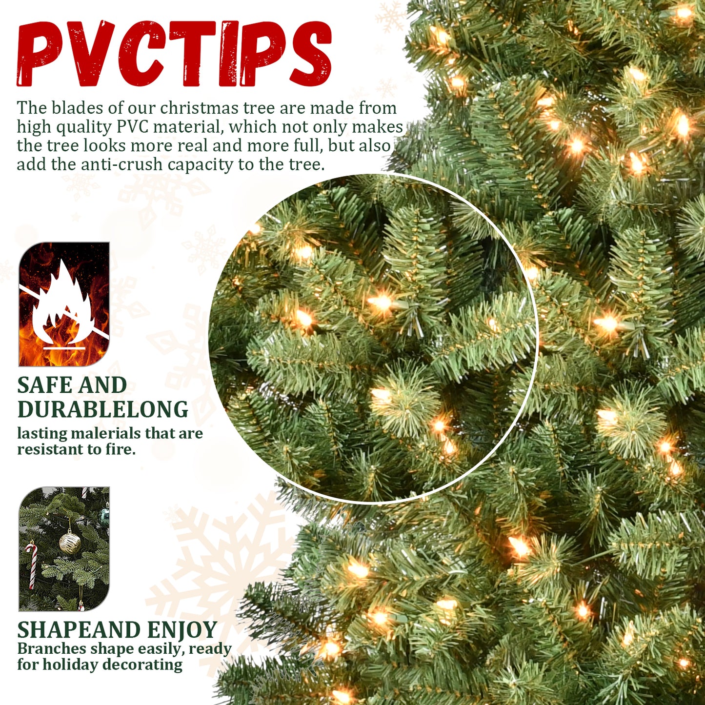 Bringstar Prelit Christmas Tree 5ft/6ft/7ft/8ft/9ft , Xmas Artificial Trees 551 Premium PVC Branches, 200 Lights