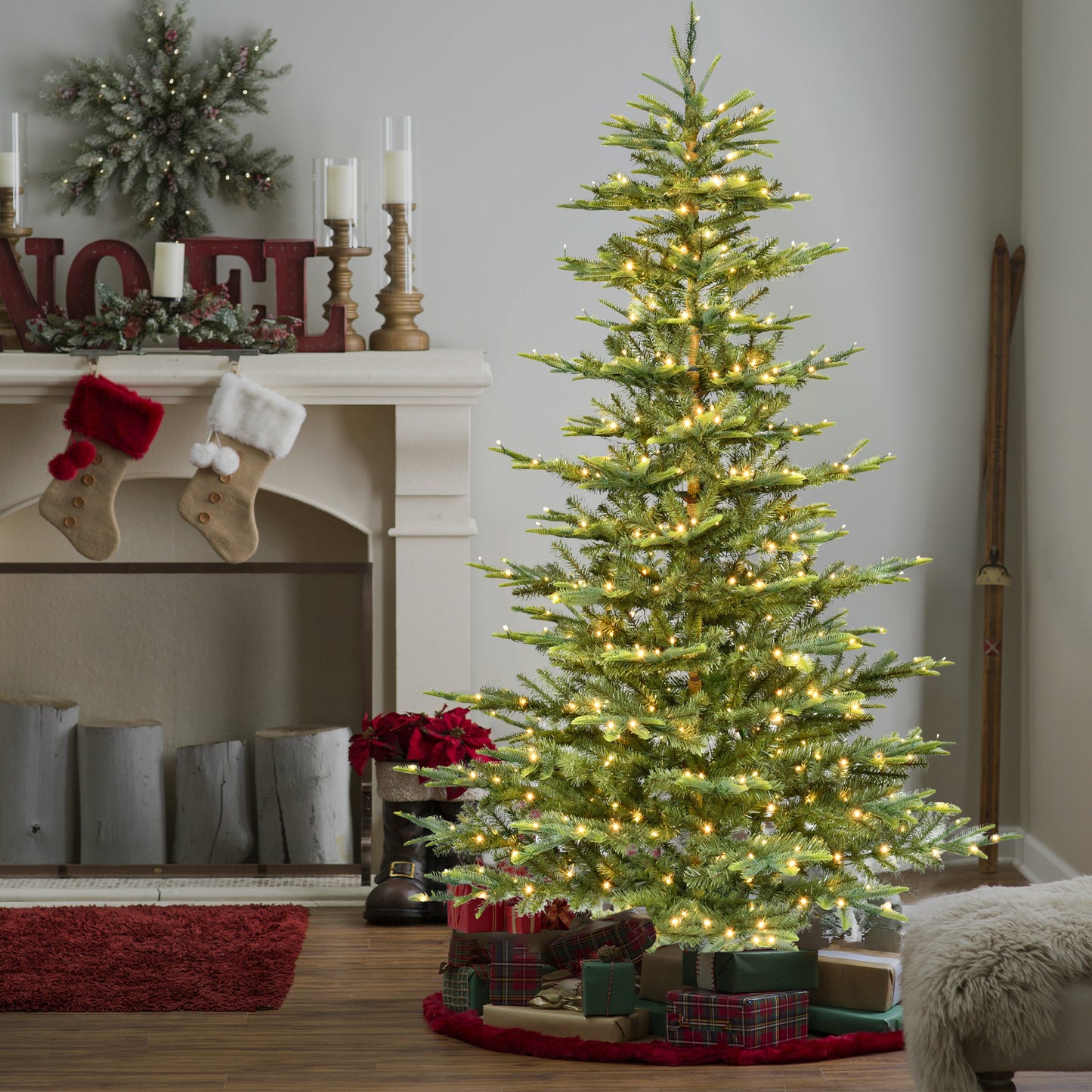 Bringstar 6Ft Prelit Christmas Tree, Premium Artificial Tree with 814 Realistic PE&PVC Mixed Tips, 400 Warm Lights