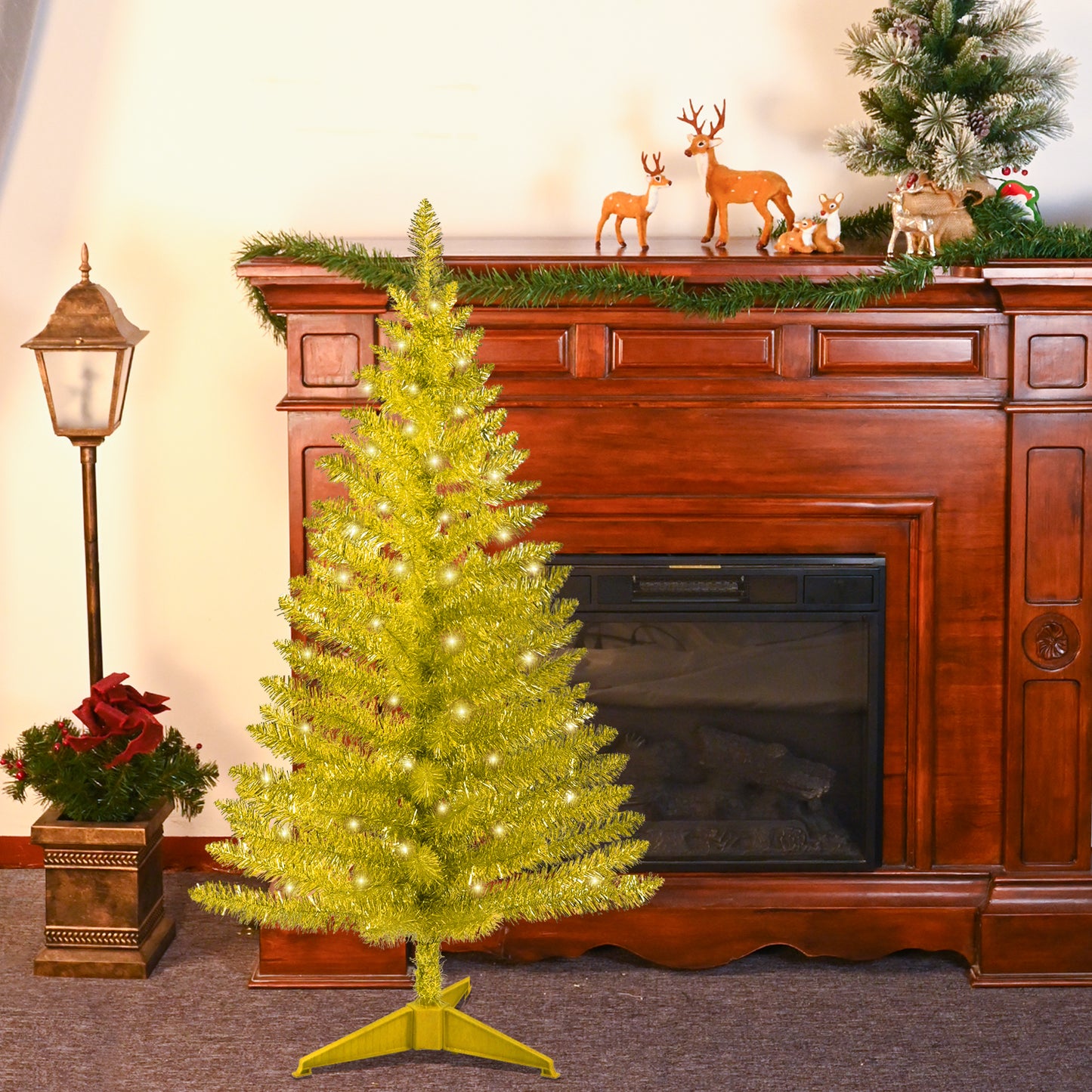 Small Gold Christmas Tree 4FT with UL-listed Lights, Bringstar Artificial Mini Xmas Tree for Bars, Parties