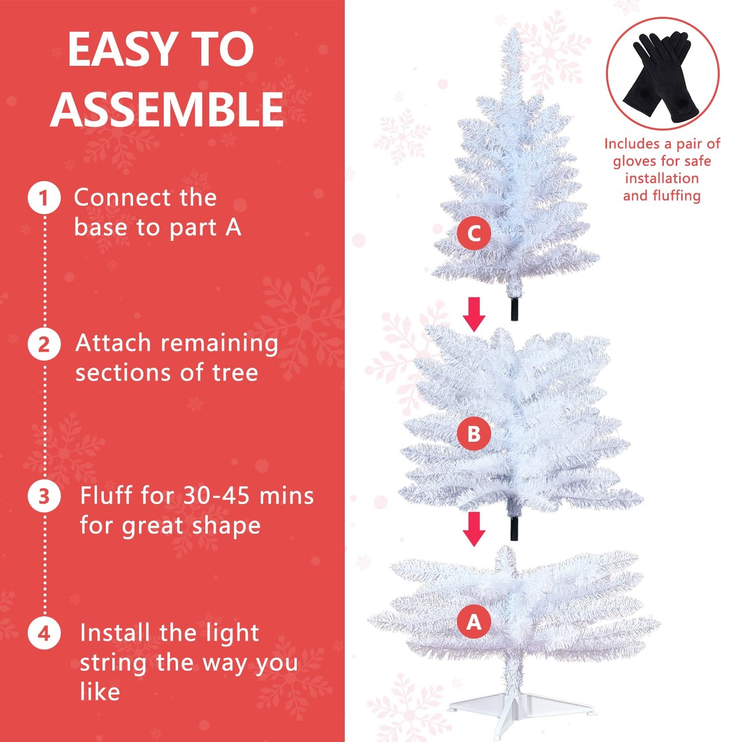 Bringstar 4FT Lighted Artificial White Christmas Tree,  Small Fake Christmas Tree for Home & Office